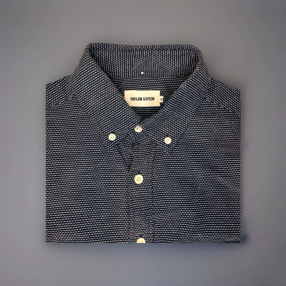 Taylor Stitch Men's Long Sleeve Indigo Blue Button Down Shirt Size 40